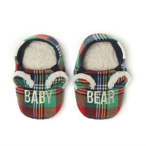 Baby Bear Plaid Dearfoams Memory Foam Baby Slippers Size 5/6